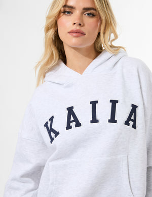 Kaiia Slogan Oversized Hoodie In Grey Marl