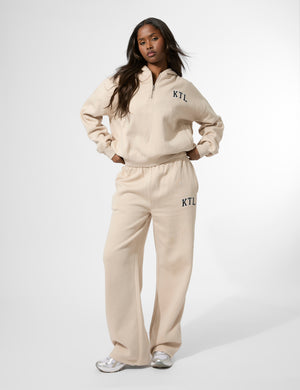 Kaiia KTL Logo Oversized Zip Up Hoodie Truffle