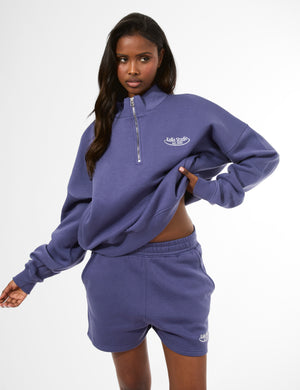 Kaiia Running Club Logo Quarter Zip Sweatshirt Light Navy