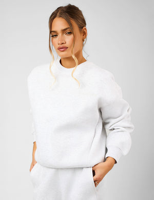 Kaiia The Label Seam Detail Oversized Sweatshirt Light Grey Marl