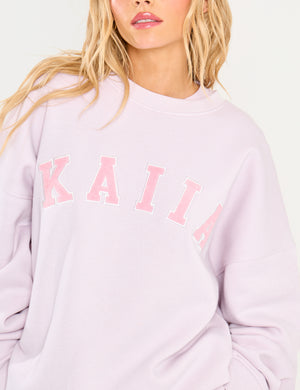 Kaiia Slogan Oversized Sweatshirt Pale Lavender