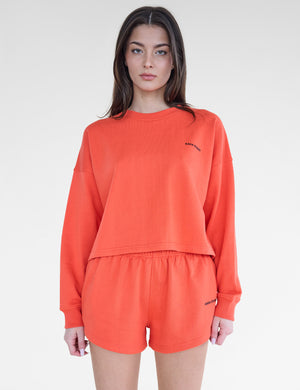 Kaiia Studio Cropped Oversized Sweatshirt Orange