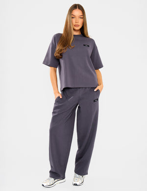 Kaiia Interlock Boxy T-Shirt Midnight Charcoal