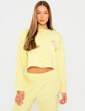 Kaiia Label Logo Premium Interlock Button Up Boxy T-Shirt Yellow