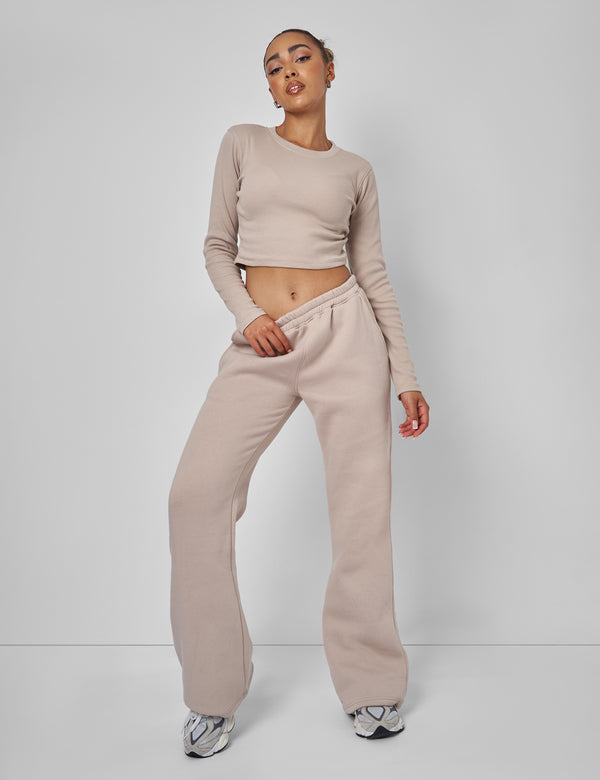 Long Sleeve Ribbed Top Stone