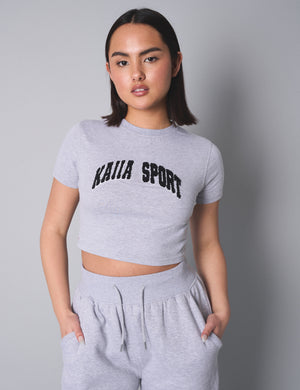 Kaiia Sport Baby Tee Grey Marl