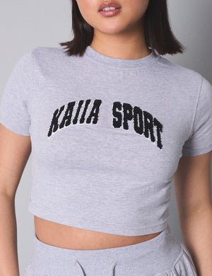 Kaiia Sport Baby Tee Grey Marl