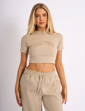 Kaiia Studio Embossed Logo Baby Tee Stone