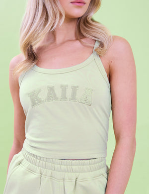 Kaiia Logo Cami Vest Top Light Green
