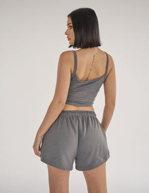 Kaiia Studio Bubble Logo Cami Vest Top Dark Grey & Lilac