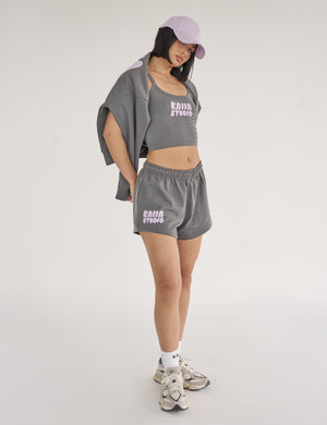 Kaiia Studio Bubble Logo Cami Vest Top Dark Grey & Lilac