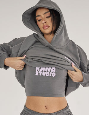 Kaiia Studio Bubble Logo Cami Vest Top Dark Grey & Lilac
