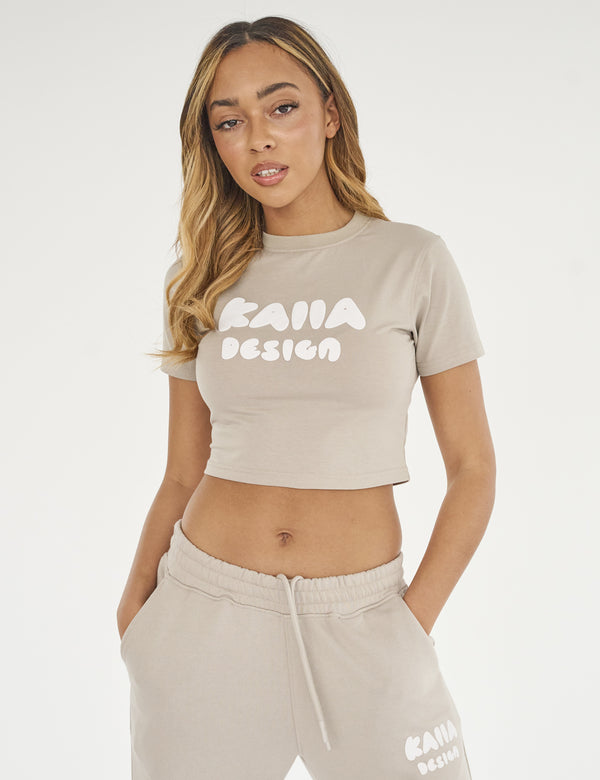 Kaiia Design Bubble Logo Baby Tee Stone