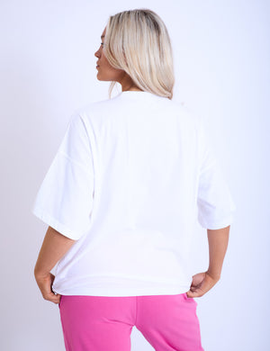 Kaiia Studio Oversized T-Shirt White & Hot Pink