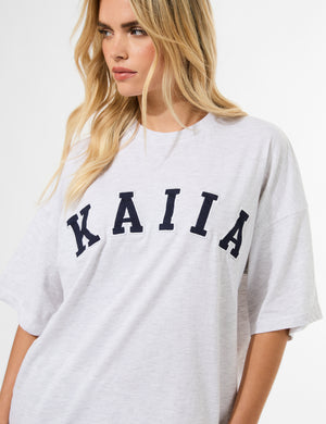 Kaiia Oversized T-shirt Grey Marl & Navy