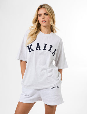 Kaiia Oversized T-shirt Grey Marl & Navy
