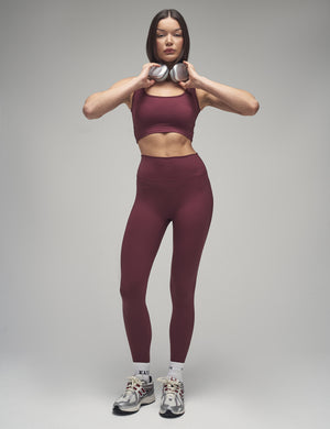 Kaiia Sculpt Square Neck Crop Top Burgundy