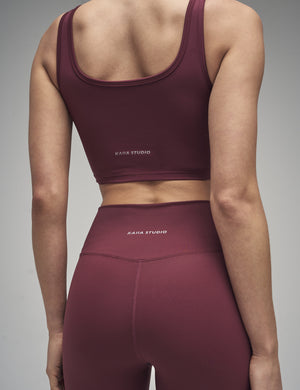 Kaiia Sculpt Square Neck Crop Top Burgundy