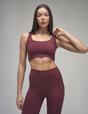 Kaiia Sculpt Square Neck Crop Top Burgundy