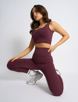 Kaiia Sculpt Square Neck Crop Top Burgundy