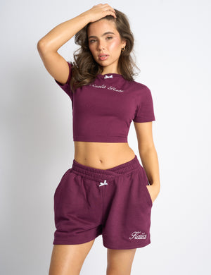 Kaiia Santa Baby Bow Detail Baby Tee Plum