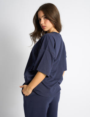 Kaiia Logo Oversized T-Shirt Deep Blue