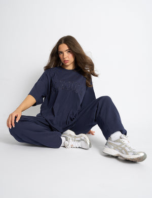 Kaiia Logo Oversized T-Shirt Deep Blue