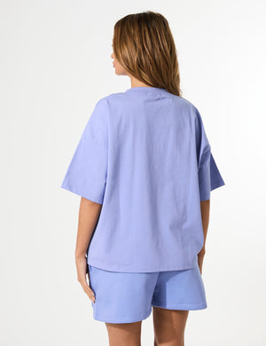 Kaiia Embossed Logo Oversized Tee Cornflower Blue