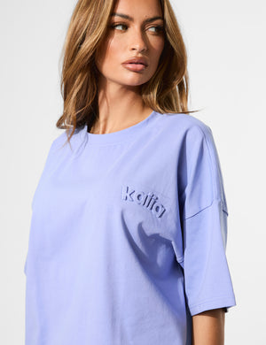 Kaiia Embossed Logo Oversized Tee Cornflower Blue