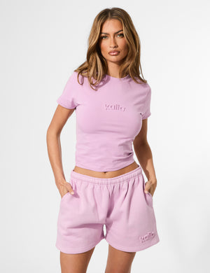 Kaiia Embossed Logo Baby Tee Parma Violet