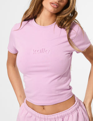 Kaiia Embossed Logo Baby Tee Parma Violet