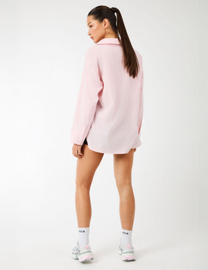 Kaiia Label Logo Oversized Shirt Pink Stripe