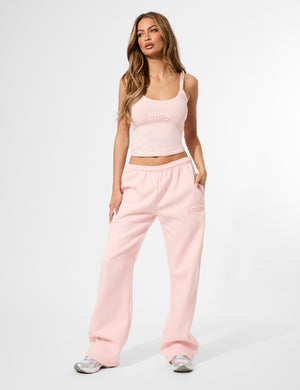 Kaiia Embossed Logo Cami Top Sugar Pink