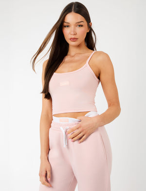 Kaiia Label Logo Cami Vest Top Dusty Pink
