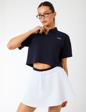 Kaiia Label Logo Exposed Waistband Mini Skirt Light Grey Marl