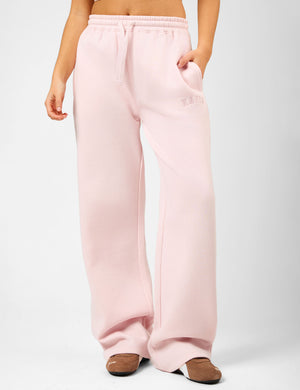 Kaiia Logo Wide Leg Joggers Dusty Pink