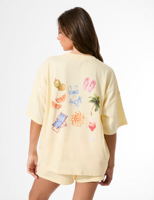 Kaiia Summer Back Graphic Oversized T-Shirt Lemon