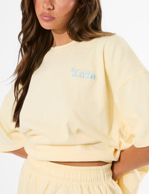 Kaiia Summer Back Graphic Oversized T-Shirt Lemon