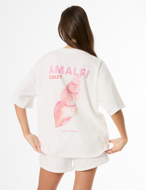 Kaiia Amalfi Back Graphic Oversized T-Shirt White