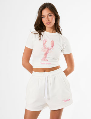Kaiia Lobster Graphic Baby Tee White