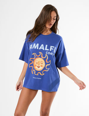 Kaiia Amalfi Sun Graphic Oversized T-Shirt Cobalt