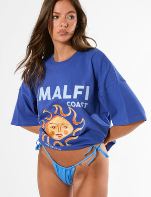 Kaiia Amalfi Sun Graphic Oversized T-Shirt Cobalt