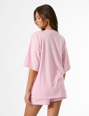 Kaiia Le Vin Graphic Oversized T-Shirt Baby Pink