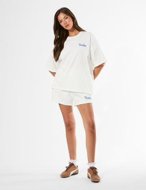 Kaiia Bikini Back Graphic Oversized T-Shirt Cream
