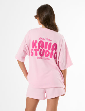 Kaiia Bubble Graphic Oversized T-Shirt Baby Pink & Hot Pink