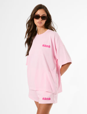 Kaiia Bubble Graphic Oversized T-Shirt Baby Pink & Hot Pink