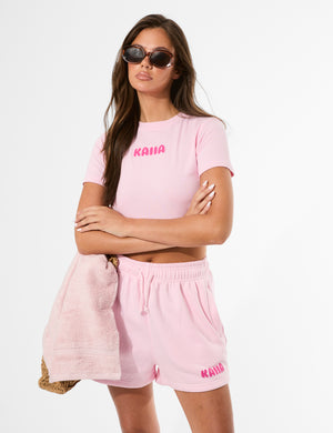 Kaiia Bubble Graphic Baby Tee Baby Pink & Hot Pink