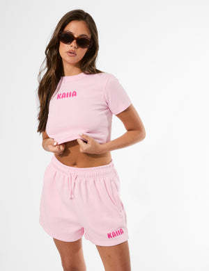 Kaiia Bubble Graphic Baby Tee Baby Pink & Hot Pink