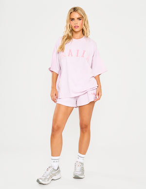 Kaiia Slogan Oversized T-Shirt Pale Lavender