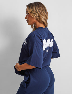 Kaiia Design Bubble Logo Oversized T-Shirt Navy
